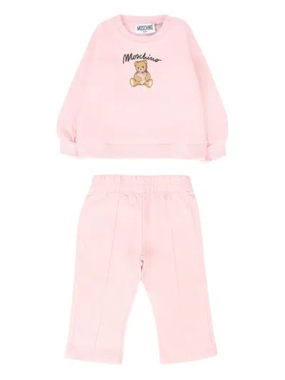 Moschino Babies' Teddy-print Tracksuit Set In Pink