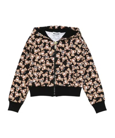 MOSCHINO TEDDY-PRINT ZIP-FASTENING HOODIE