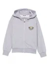 Moschino Teddy-print Zip-up Hoodie In Gray