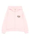 Moschino Teddy-print Zip-up Hoodie In Pink