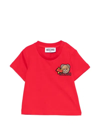Moschino Babies' Teddy Star-appliqué T-shirt In Red
