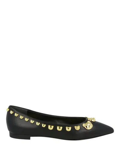 Moschino Teddy Stud Flats In Black