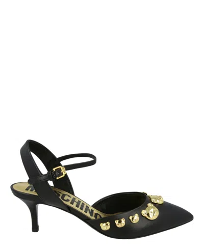 Moschino Teddy Stud Kitten Heels In Black