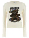 Moschino Crew Neck Sweater With Teddy Bear Motif In Neutral