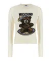 Moschino Crew Neck Sweater With Teddy Bear Motif In Neutral