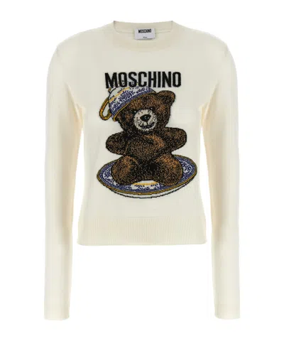 MOSCHINO MOSCHINO LOGO DETAILED CREWNECK SWEATER