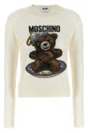 Moschino Crew Neck Sweater With Teddy Bear Motif In White