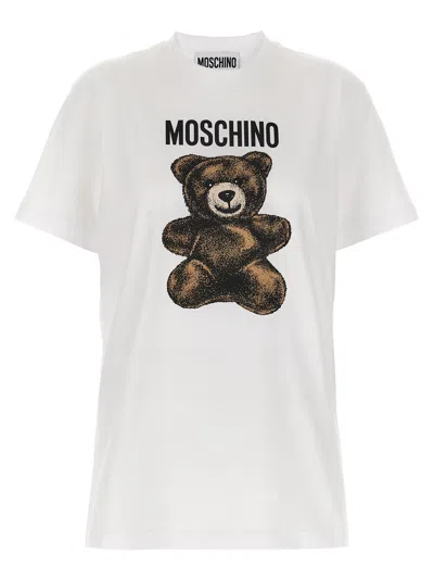 Moschino Logo Printed Cotton Jersey T-shirt In White