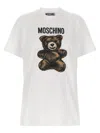 Moschino Short Sleeve Crew Neck Graphic Print Top In White