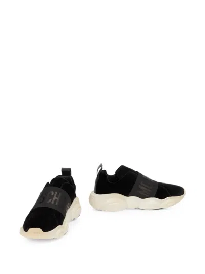 Moschino Teddy Velvet Sneakers In Black