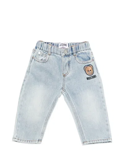Moschino Babies' Teddy-appliqué Jeans In Blue