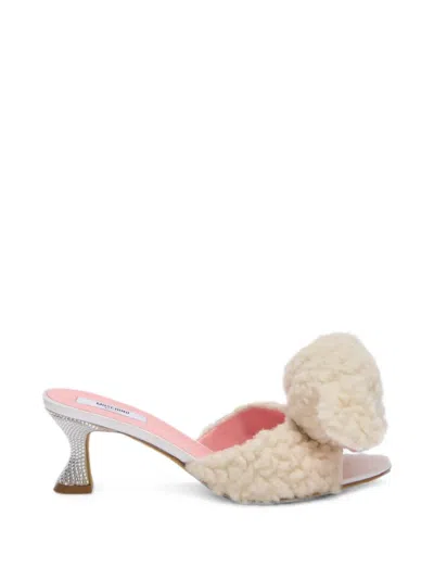 Moschino Teddy-bear Crystal-embellished Mules In White