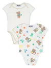 Moschino Teddybear Motif Babywear (pack Of Two) In Neutrals