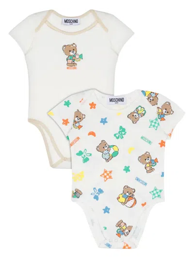 Moschino Teddybear Motif Babywear (pack Of Two) In Neutrals
