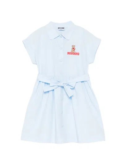 Moschino Kids' Teddy-print Dress In Blue