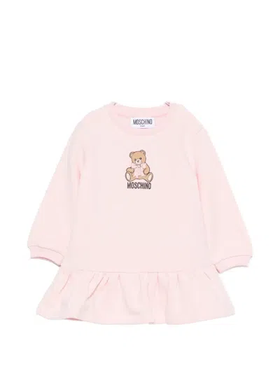 Moschino Babies' Teddy-print Ruffled Dress In Pink
