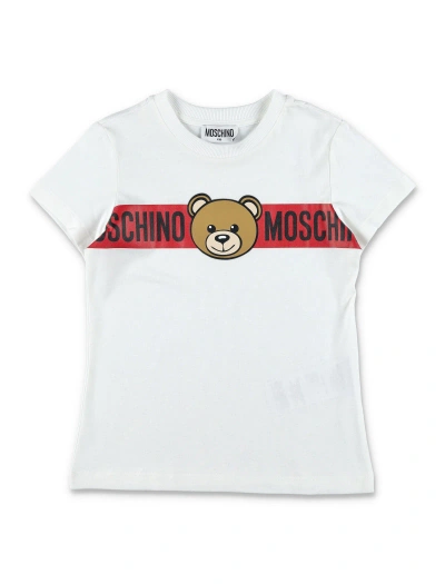 Moschino Kids' Tee Bear Logo In White