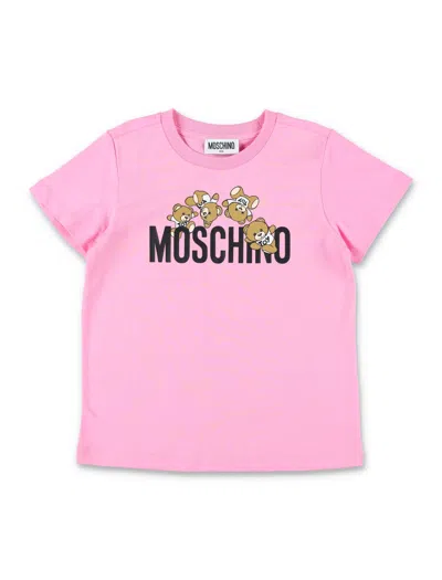 Moschino Kids' Tee Logo Bear In Pink