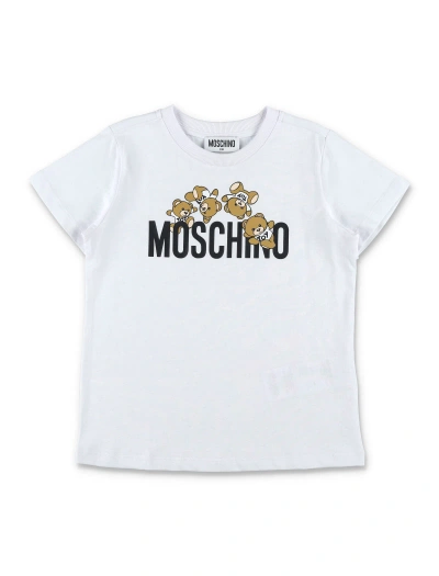 Moschino Kids' Tee Logo Bear In White