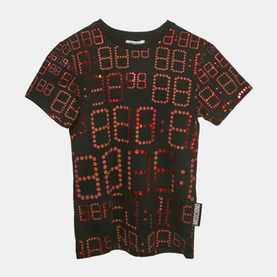 Pre-owned Moschino Teen Black Printed Jersey Crewneck T-shirt 10yrs