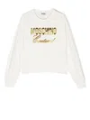Moschino Teen Debossed-logo Long-sleeve T-shirt In Neutrals