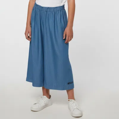 Pre-owned Moschino Teen Kids Blue Chambray Wide Leg Pants 10yrs