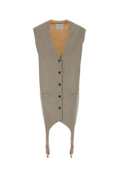 MOSCHINO MOSCHINO TWO-TONE WOOL AND SATIN OVERSIZE VEST