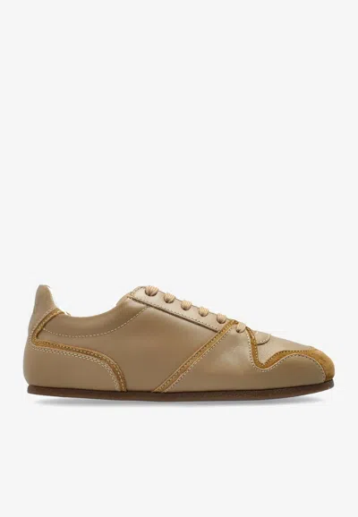Moschino Tennis Leather Sneakers In Beige