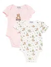 Moschino Terry Bear Bodies (set Of Two) In Pink