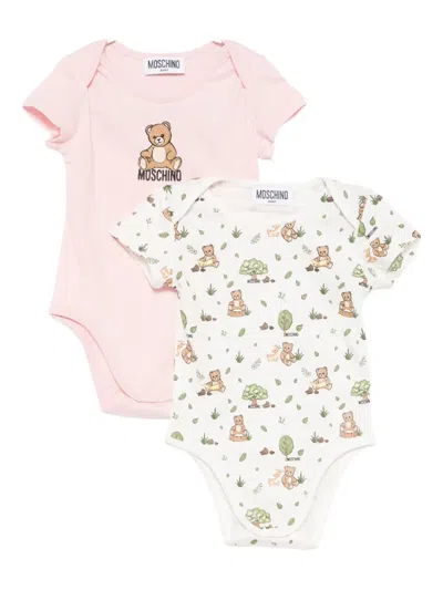 Moschino Babies' Terry Bear Bodies (set Of Two) In Pink