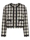 Moschino Short Jacket With All-over Texture Print In Black