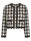 Moschino Short Jacket With All-over Texture Print In Black