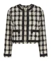 Moschino Short Jacket With All-over Texture Print In Black
