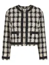 Moschino Textured Fabric Cropped Jacket In Multi