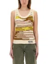 Moschino Textured Multicolor Knit Top With Artistic Stripes In Multicolor