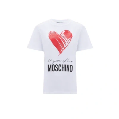 Moschino Heart-motif Organic-cotton T-shirt In White