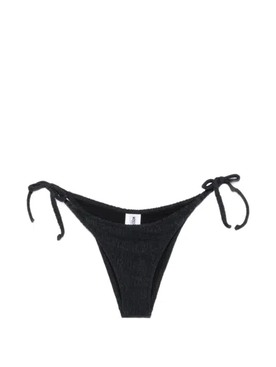 Moschino Textured Side-tie Bikini Bottoms In Black