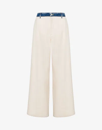 Moschino Textured Stretch Cotton Pants In Neutral