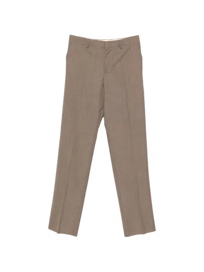 Moschino Textured Wool Trousers In Brown