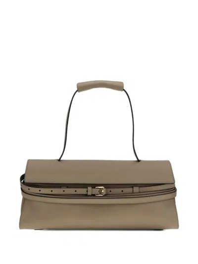 Moschino Beige Calf Leather Bos Taurus Handbag In Brown