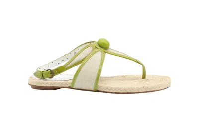 Moschino Thong Sandals In Beige Canvas