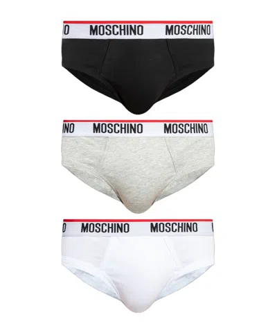 Moschino Three-pack Logo Briefs In White
