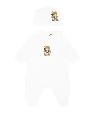 Moschino Kids Bear Print Babygrow Set In White
