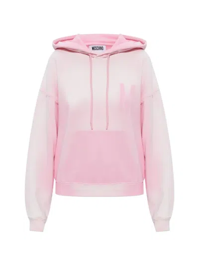 Moschino Printed Hooded Sweatshirt In Pink