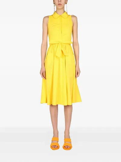 MOSCHINO TIE-FASTENING POLO-COLLAR MIDI DRESS