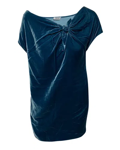 Moschino Tie Knot Velvet Mini Dress In Blue Rayon