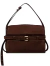 Moschino Leather Shoulder Bag With Belt In Brown