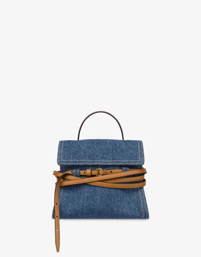 Moschino Tie Me Bag In Denim In Blue