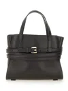 Moschino Tie Me Small Leather Handbag In Black
