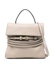 Moschino Belted Leather Tote Bag In Neutral